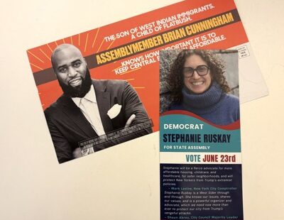 Political mailers and campaign advertisements funded by super PAC spending during the 2026 New York primaries