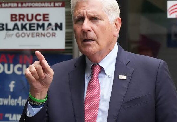 Bruce Blakeman discusses AI-generated campaign advertisements during New York's 2026 gubernatorial campaign.