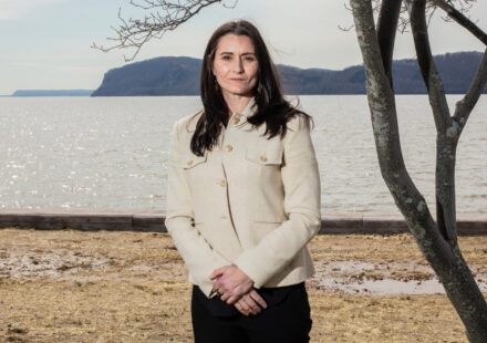 Democratic candidate Cait Conley speaking during her campaign launch for New York's 17th Congressional District.