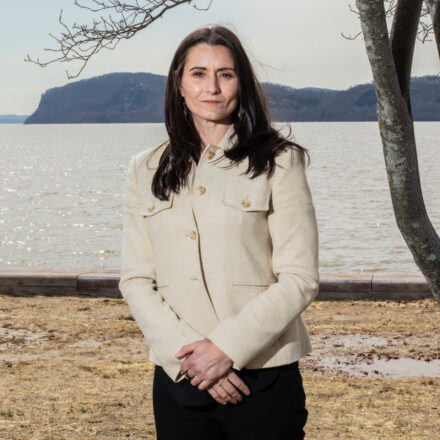 Democratic candidate Cait Conley speaking during her campaign launch for New York's 17th Congressional District.