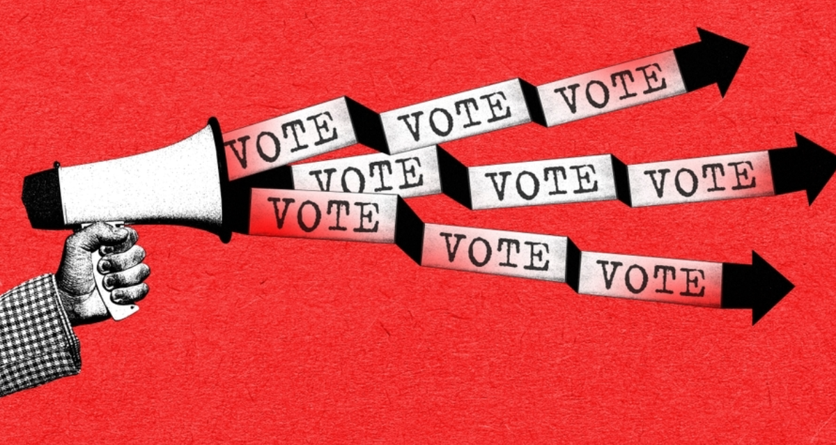 A voter using an AI chatbot to research candidates before an election.