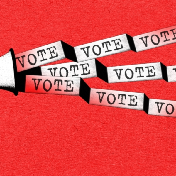 A voter using an AI chatbot to research candidates before an election.