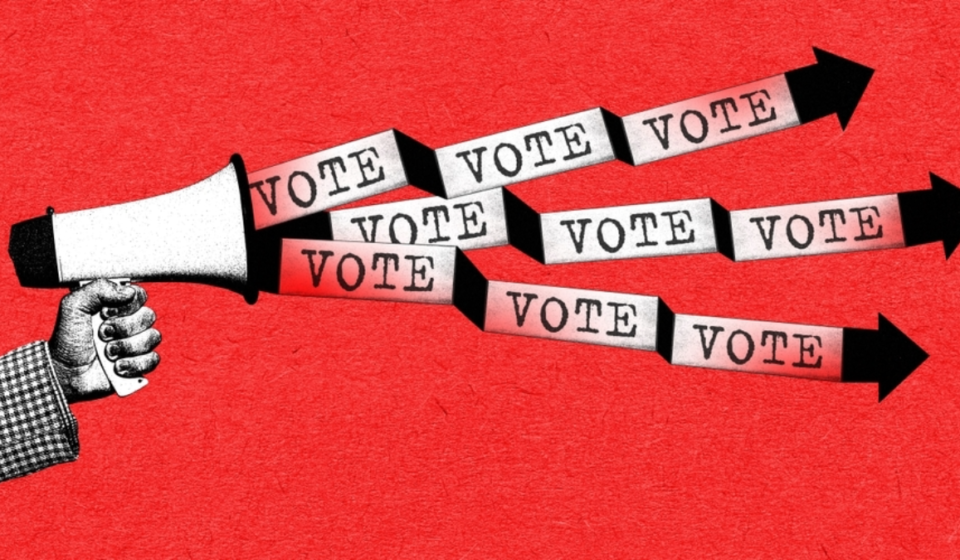 A voter using an AI chatbot to research candidates before an election.