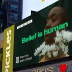 Kickstarter Power of Belief campaign installation in New York City illustrating AI campaign strategy and authentic communication.