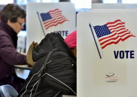 Election workers reviewing ballots during an NYC Board of Elections manual recount following the 2026 primary elections.