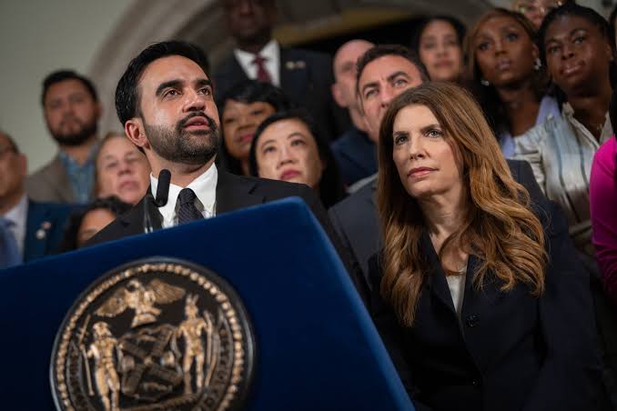 Mayor Zohran Mamdani and New York City officials announce the 2026 housing voucher budget agreement at City Hall.