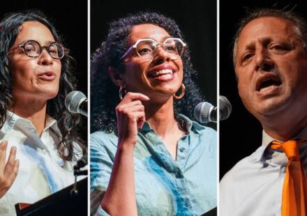Voters cast ballots during the 2026 New York City Democratic primary election as unofficial results show several Bronx incumbents winning reelection.