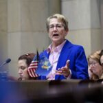 Assembly Member Deborah Glick during discussion of the Packaging Reduction and Recycling Infrastructure Act in New York.
