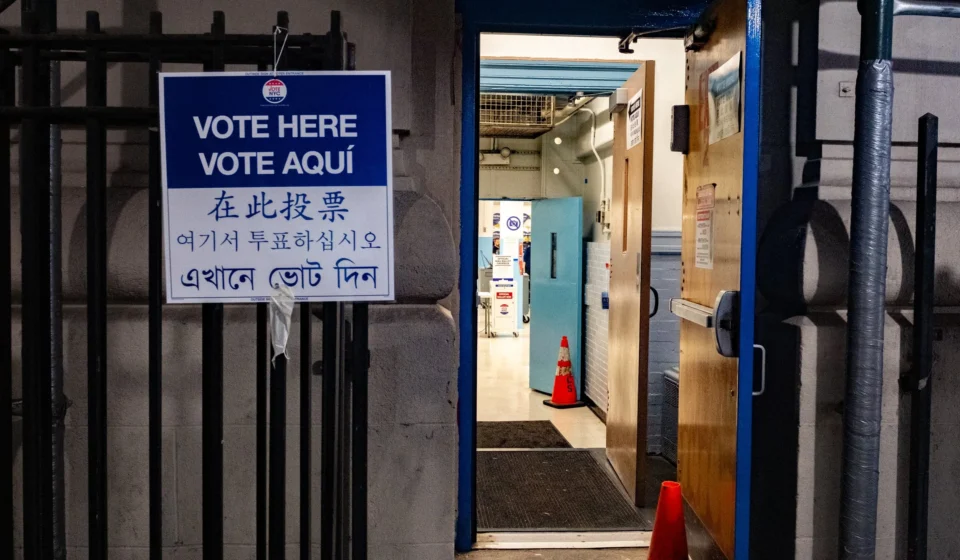Voters arriving at a Queens polling location during the 2026 primary election as several races reflected the continued influence of Mayor Zohran Mamdani's political movement.