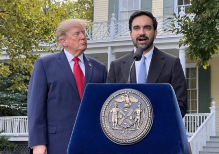 Zohran Mamdani and Donald Trump meeting at Gracie Mansion in New York City