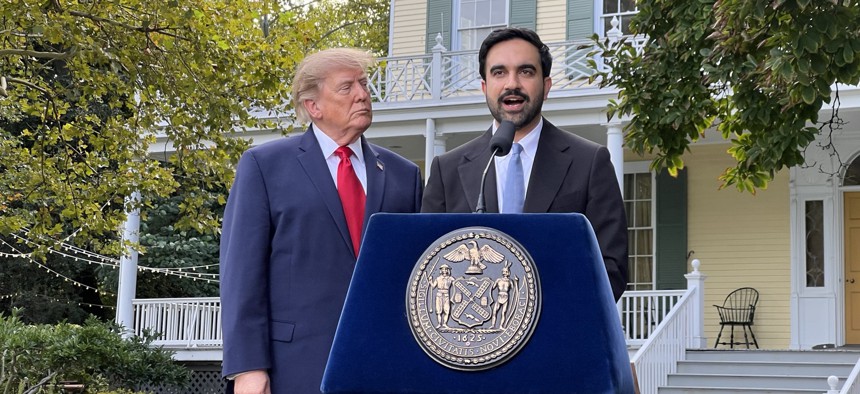 Zohran Mamdani and Donald Trump meeting at Gracie Mansion in New York City