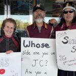 Seneca Nation members protest outside a Bruce Blakeman fundraiser