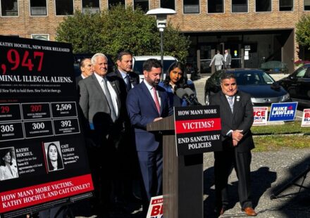 Bruce Blakeman and Mike Lawler appear together during the New York gubernatorial campaign