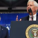 President Donald Trump campaigns with Republican gubernatorial candidate Bruce Blakeman at a midterm rally in Syracuse, New York, on October 9, 2026.