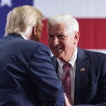 Bruce Blakeman and Donald Trump at a campaign rally in Syracuse during the 2026 New York gubernatorial election.
