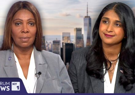 Candidates Letitia James and Saritha Komatireddy prepare for the New York attorney general race debate
